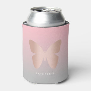 Elegant and modern rose gold butterfly design can cooler