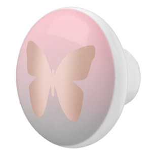 Elegant and modern rose gold butterfly design ceramic knob