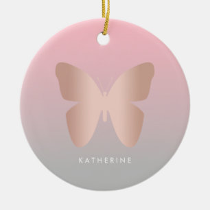 Elegant and modern rose gold butterfly design ceramic tree decoration