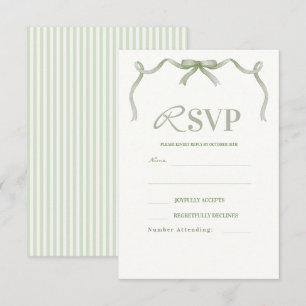 Elegant and Modern Sage Bow Wedding RSVP Card
