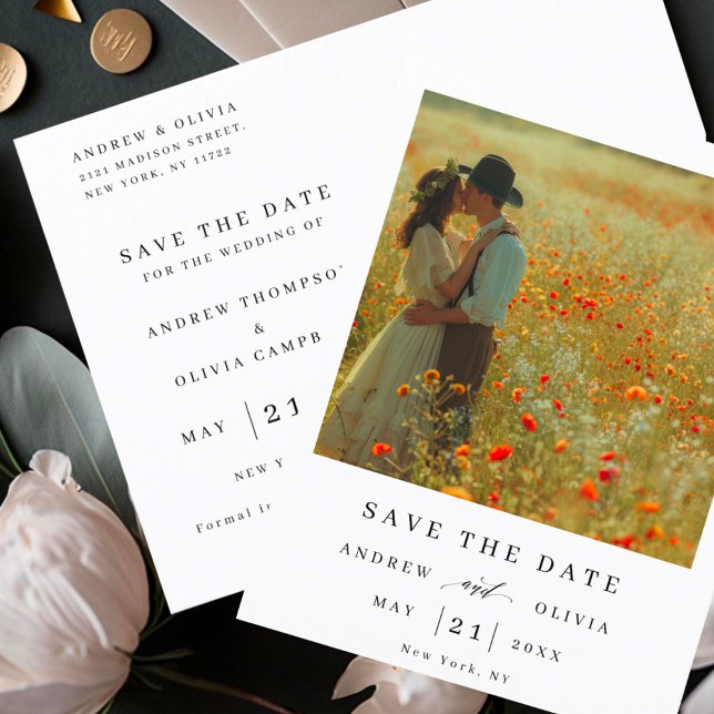 Elegant and Modern Script Wedding Save The Date Invitation Postcard (Creator Uploaded)