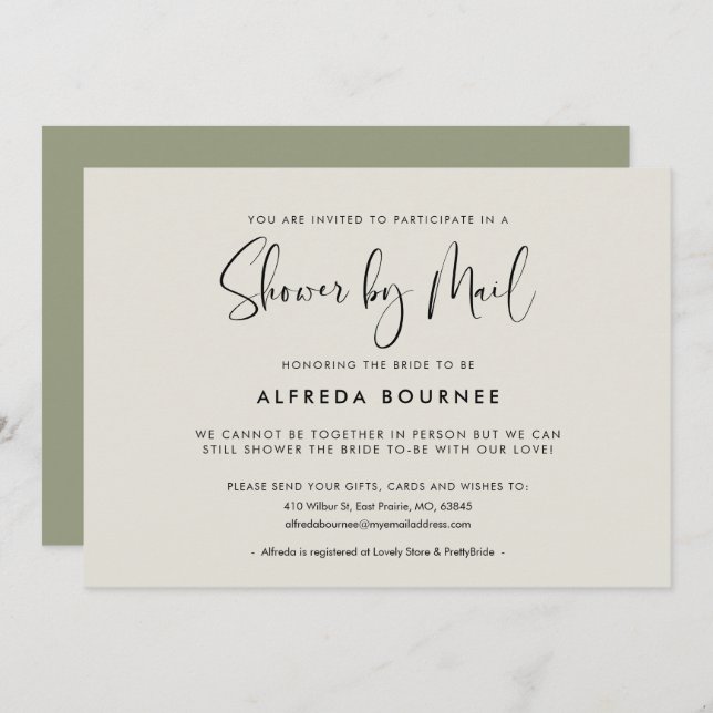 Elegant and modern Shower by mail Invitation (Front/Back)