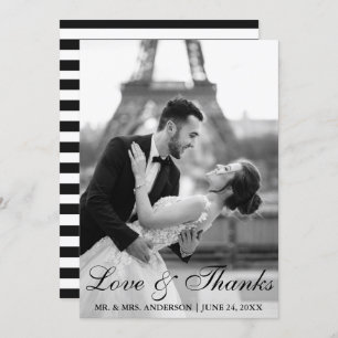 Elegant and Modern Wedding Photo Love and Thanks S Thank You Card