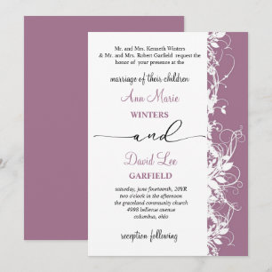 Elegant and Modern White Floral Script Wedding Invitation