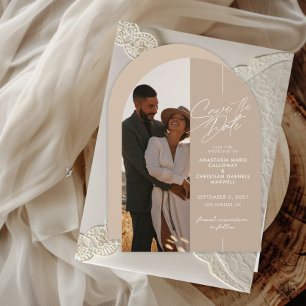 Elegant and Neutral Arch Save The Date Invitation
