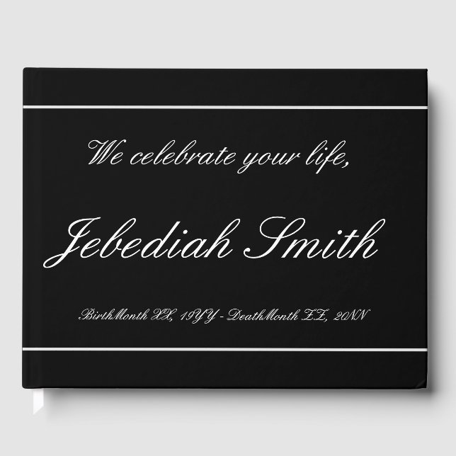 Elegant and Personalised Funeral Guestbook (Front)
