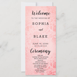 Elegant and Pretty Pink Roses Wedding Program