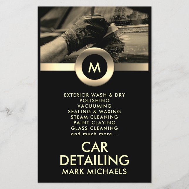 Elegant and professional car detailing  flyer (Front)