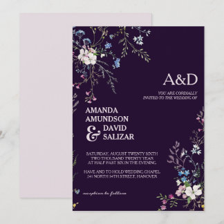 Elegant and Romantic Dainty Flowers Wedding Invitation