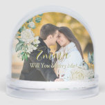Elegant and Romantic Engagement Keepsake<br><div class="desc">Personalised 'Will You Marry Me?' Snow Globe - Capture the perfect proposal moment with this elegant and romantic custom snow globe. Featuring a beautiful floral design with white roses and greenery, this snow globe is the perfect keepsake to cherish your special memory. Add your names or a heartfelt message to...</div>