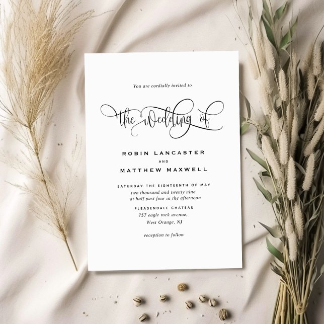 Elegant and Romantic Modern Calligraphy Wedding Invitation (Creator Uploaded)