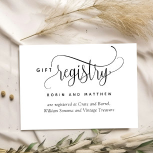 Elegant and Romantic Script Wedding Registry Enclosure Card