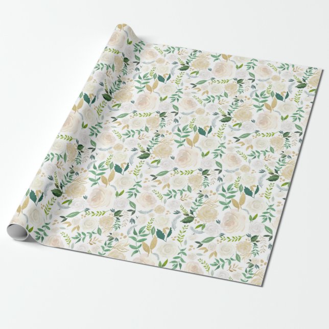 Elegant and Romantic Woodland Wrapping Paper (Unrolled)