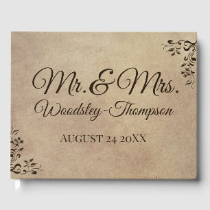 Elegant and Rustic Wedding Parchment Design Guest Book