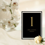 Elegant and Simple Black and Gold Table Number<br><div class="desc">Help your guests find their table with this elegant modern black and gold table number. Double sided cards. Clear space all around giving you the liberty to use use table holder or frame. Attractive black background and golden hue text. Several colour options. Matching seating chart cards and menus available. Part...</div>