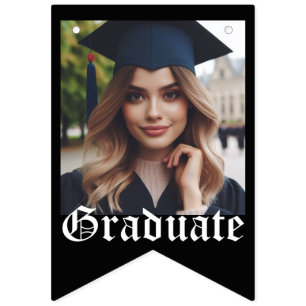 Elegant and Simple Black Graduate Photo Graduation Bunting