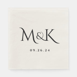 Elegant and Simple Black Wedding Monogram Napkin