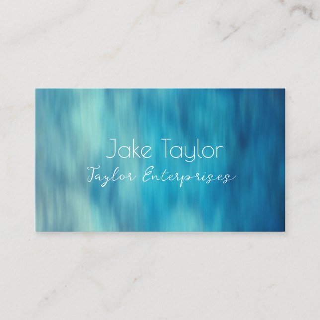 elegant  and simple blue and teal painted artistic business card (Front)