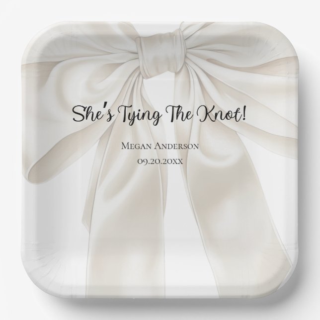 Elegant and Simple Bow Theme Paper Plates (Front)