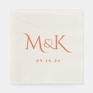 Elegant and Simple Burnt Orange Wedding Monogram Napkin
