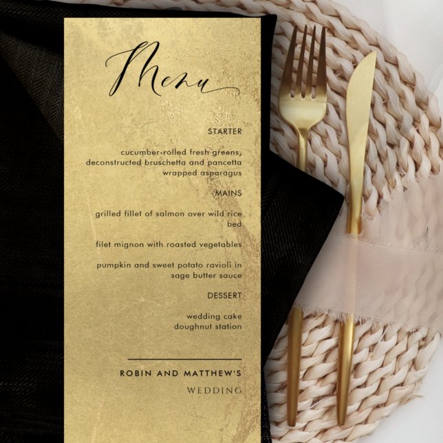 Elegant and Simple, Faux Gold Foil Wedding Menu (Creator Uploaded)