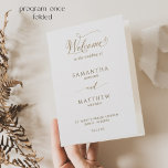 Elegant and Simple, Gold Folded Wedding Program<br><div class="desc">Welcome your guest with this exquisite wedding ceremony program, featuring gorgeous modern hand written calligraphy details in faux gold foil. Personalise wording in all sides. NOTE: this programs arrive flat and require folding down the middle to assemble. The default value paper is recommended. Ability to move up or down all...</div>