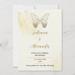 Elegant and simple golden butterfly invitation