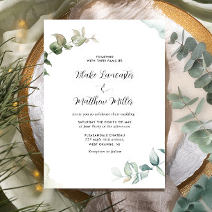 Elegant and Simple Greenery Watercolor Wedding Invitation