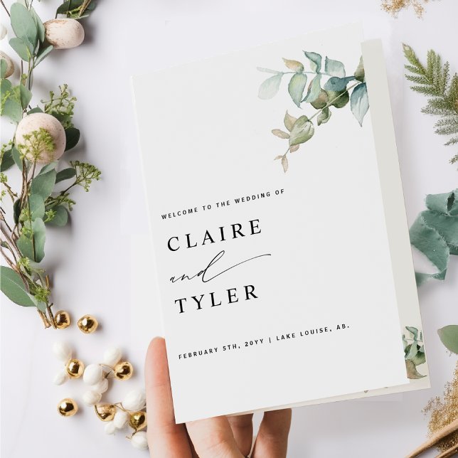 Elegant and Simple, Greenery Wedding Program (Creator Uploaded)