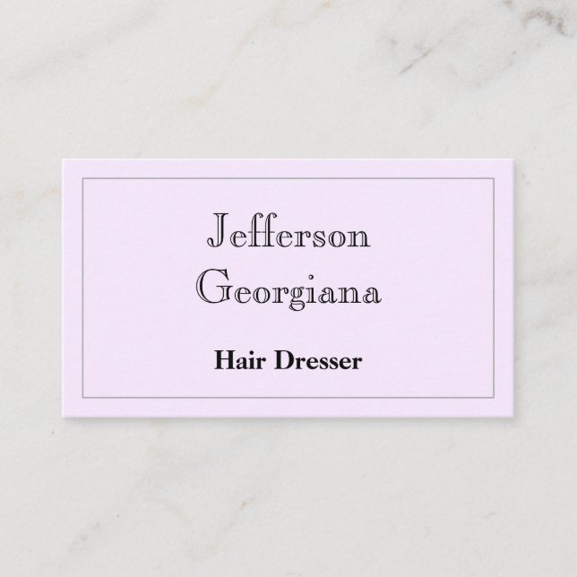 Elegant and Simple Hair Dresser Business Card (Front)