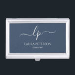 Elegant and simple handwritten script calligraphy business card holder<br><div class="desc">Beautiful and modern design. Simply add your initials between the symbols and customize the text.</div>