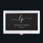 Elegant and simple handwritten script calligraphy business card holder<br><div class="desc">Beautiful and modern design. Simply add your initials between the symbols and customize the text.</div>