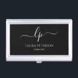 Elegant and simple handwritten script calligraphy business card holder<br><div class="desc">Beautiful and modern design. Simply add your initials between the symbols and customize the text.</div>