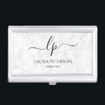 Elegant and simple handwritten script calligraphy business card holder<br><div class="desc">Beautiful and modern design. Simply add your initials between the symbols and customize the text.</div>