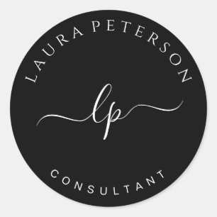 Elegant and simple handwritten script calligraphy classic round sticker