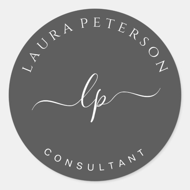 Elegant and simple handwritten script calligraphy classic round sticker (Front)