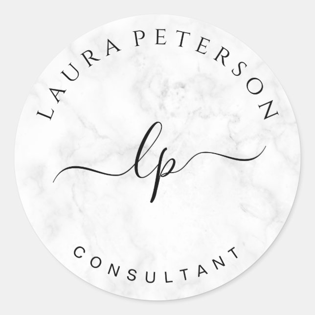 Elegant and simple handwritten script calligraphy classic round sticker (Front)
