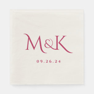Elegant and Simple Magenta Wedding Monogram Napkin