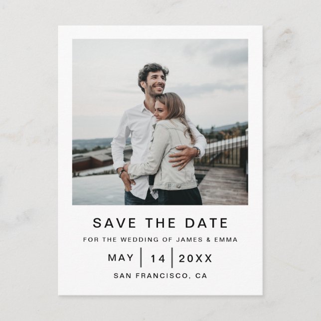 Elegant and Simple Modern Weeding Save The Date  Invitation Postcard (Front)
