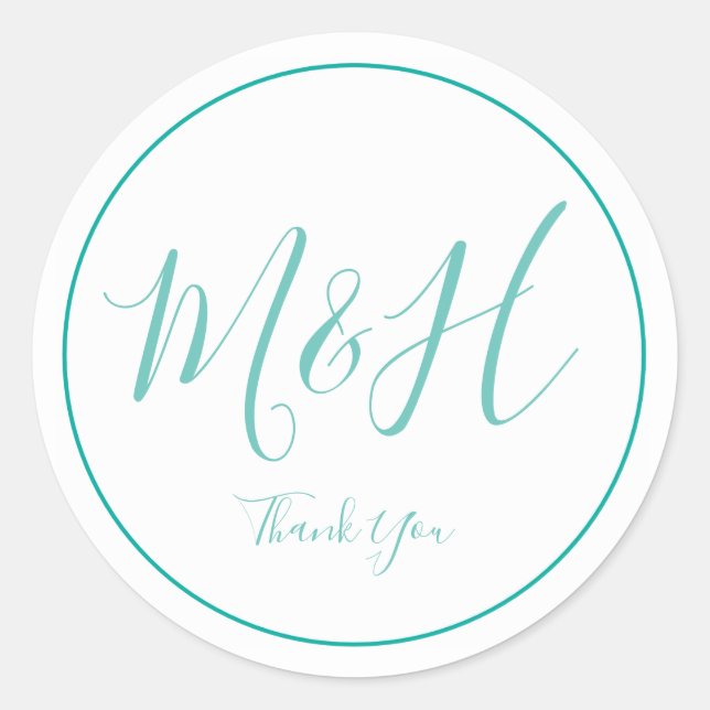 Elegant and Simple Monogram Thank You Stickers (Front)