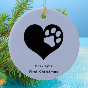 Elegant and Simple Puppy Dog First Christmas Ceramic Tree Decoration