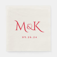 Elegant and Simple Red Wedding Monogram