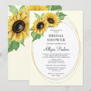 Elegant and Simple Sunflower Bridal Shower Invitation