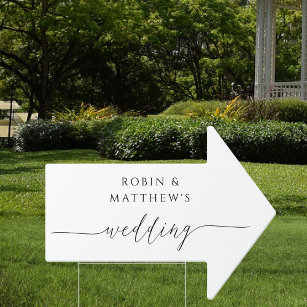 Elegant and Simple Wedding Arrow Direction Garden Sign