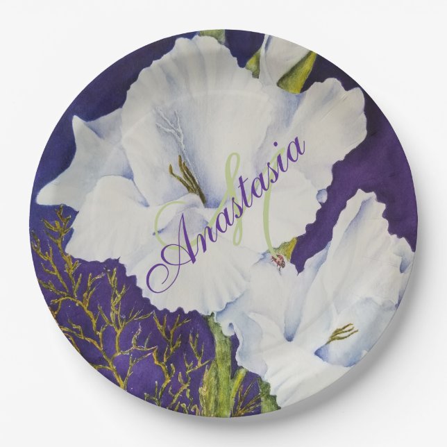 ELEGANT AND SOPHISTICATED PARTY MONOGRAM PAPER PLATE (Front)