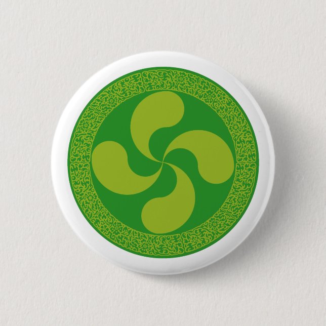 Elegant and stylish Basque cross: Lauburu, 6 Cm Round Badge (Front)