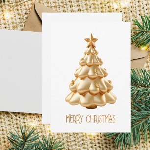Elegant and Stylish Gold and White Christmas Tree Card