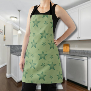 Elegant and Stylish Olive Stars on Sage Green Apron