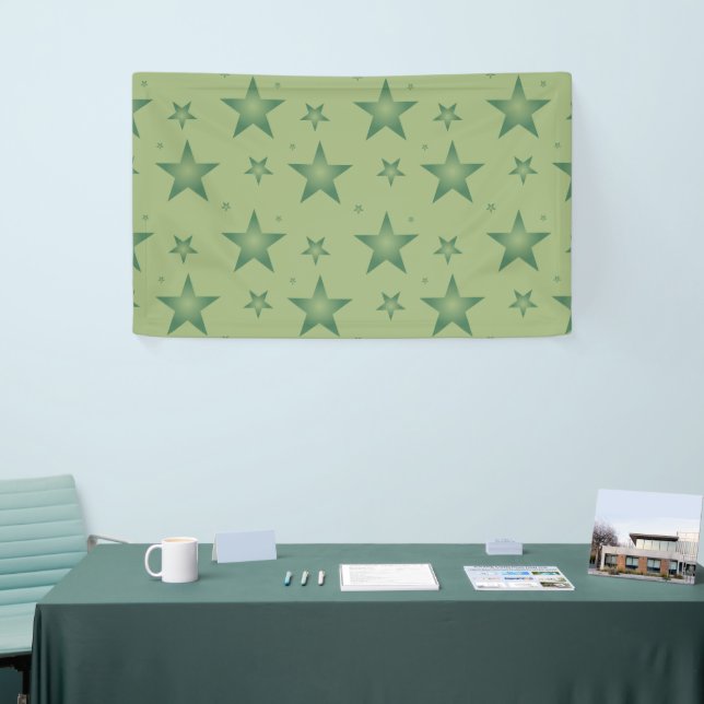 Elegant and Stylish Olive Stars on Sage Green Banner (Tradeshow)