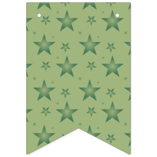 Elegant and Stylish Olive Stars on Sage Green Bunting